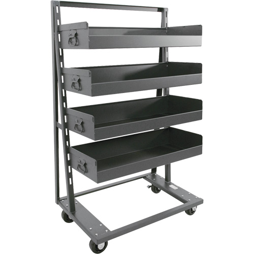 Single-Sided Heavy Duty A-Frame Cart with 4 Large Lipped Trays, 38" x 25" x 63", 2500 lbs. Capacity M & M Nord Ouest Inc