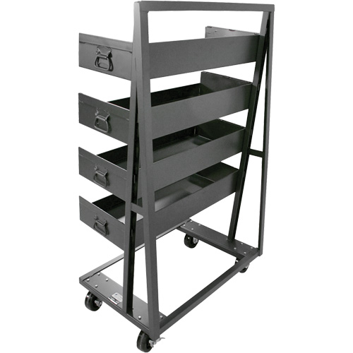 Single-Sided Heavy Duty A-Frame Cart with 4 Large Lipped Trays, 38" x 25" x 63", 2500 lbs. Capacity M & M Nord Ouest Inc