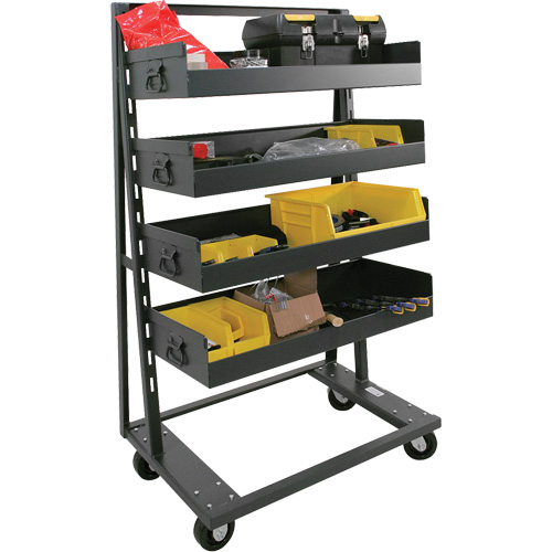 Single-Sided Heavy Duty A-Frame Cart with 4 Large Lipped Trays, 38" x 25" x 63", 2500 lbs. Capacity M & M Nord Ouest Inc