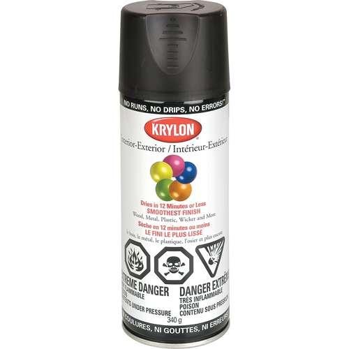 Industrial Acryli-Quik Lacquer, Black, Semi-Flat, 12 oz., Aerosol Can M & M Nord Ouest Inc