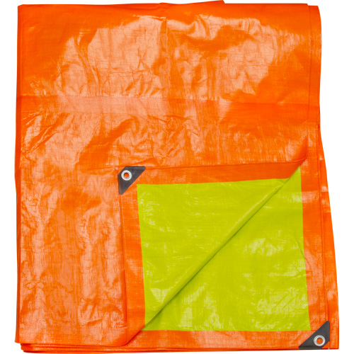 High-Visibility Heavy-Duty Woven Tarp, Polyethylene, Green/Orange, 16' x 20' x 12 mils M & M Nord Ouest Inc