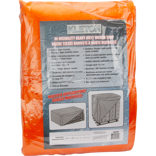 High-Visibility Heavy-Duty Woven Tarp, Polyethylene, Green/Orange, 16' x 20' x 12 mils M & M Nord Ouest Inc