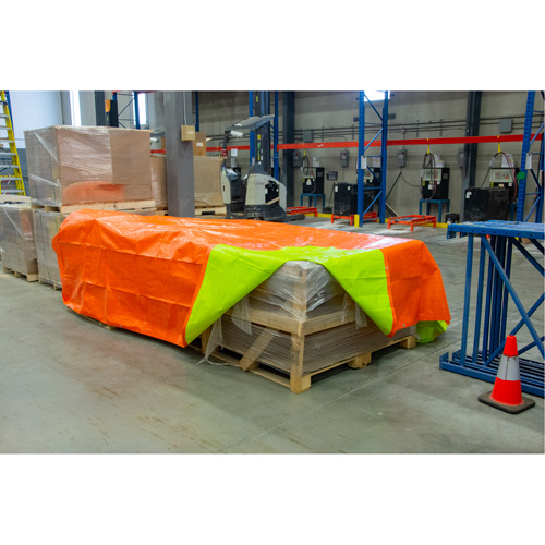 High-Visibility Heavy-Duty Woven Tarp, Polyethylene, Green/Orange, 16' x 20' x 12 mils M & M Nord Ouest Inc