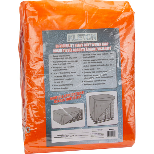 High-Visibility Heavy-Duty Woven Tarp, Polyethylene, Green/Orange, 20' x 30' x 12 mils M & M Nord Ouest Inc