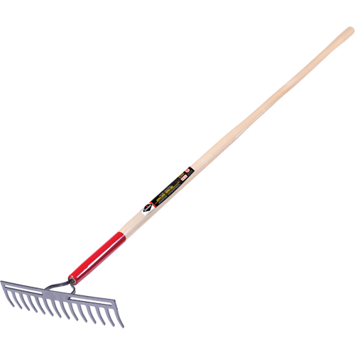 Pro Double Back Level Rake, Ashwood Handle, 13-3/4" W, Tempered Steel Blade, 14 Tines M & M Nord Ouest Inc