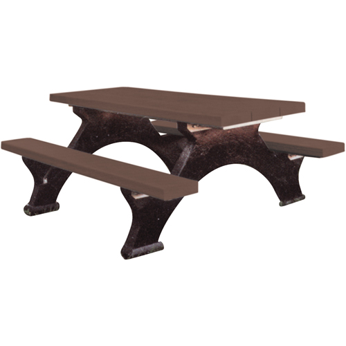 Tables de pique-nique en plastique recycl&eacute;, 8' lo x 62-1/4" la, Brun M & M Nord Ouest Inc
