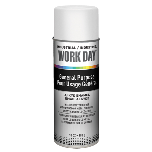 Industrial Work Day Paint, White, Very Flat, 10 oz., Aerosol Can M & M Nord Ouest Inc