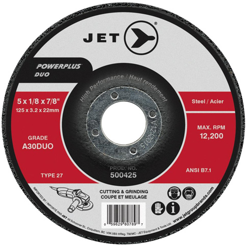 POWERPLUS DUO Cutting/Grinding Wheel, 4" x 1/8", 5/8" Arbor, Type 27, A30DUO Grit M & M Nord Ouest Inc