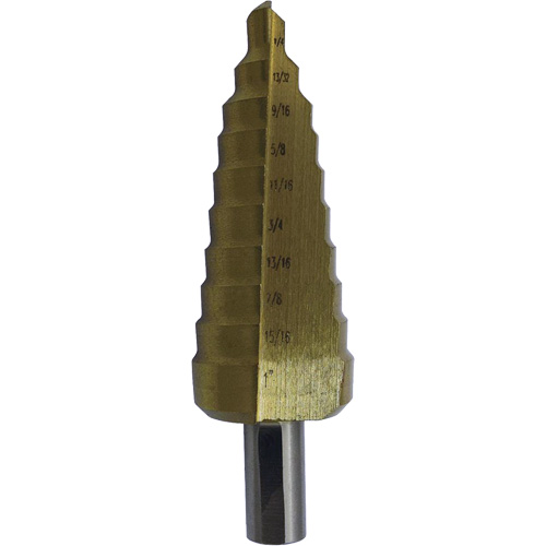 JET-KUT&reg; Super Premium M35 Step Drill, 3/16" - 1/2" , 1/16" Increments, High Speed Steel M & M Nord Ouest Inc