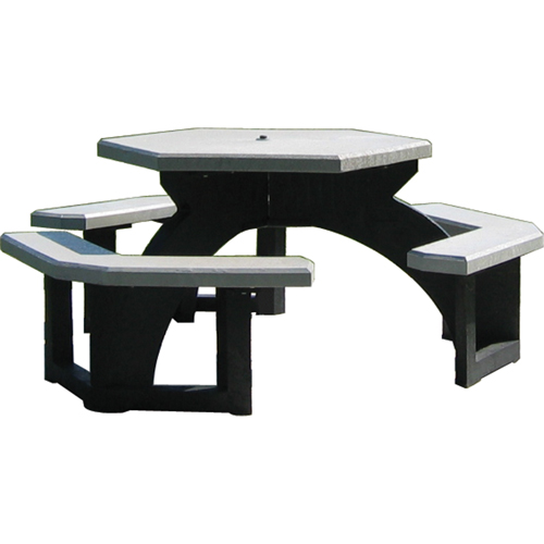 Recycled Plastic Hexagon Picnic Tables, 78" L x 78" W, Grey M & M Nord Ouest Inc
