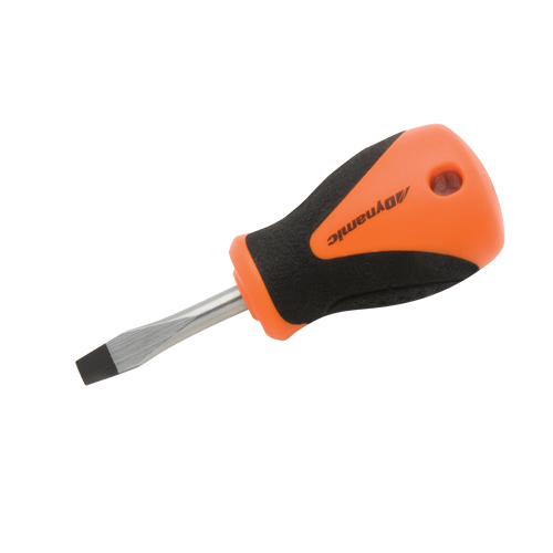 Stubby Slotted Screwdriver, 1/4" Tip, Round, 3-3/4" L, Cushion Grip Handle M & M Nord Ouest Inc