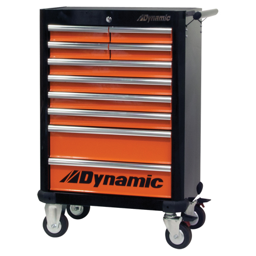 Roller Tool Cabinet, 10 Drawers, 28" W x 18" D x 43-1/4" H, Black/Orange M & M Nord Ouest Inc