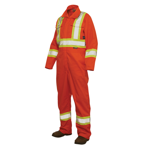 Unlined Safety Coveralls, Large, High Visibility Orange M & M Nord Ouest Inc