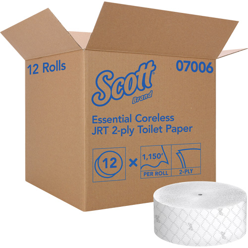Scott&reg; Essential Toilet Paper, Jumbo/Coreless Roll, 2 Ply, 1150' Length, White M & M Nord Ouest Inc