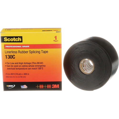 Scotch&reg; Professional Grade Linerless Rubber Splicing Tape, 50.8 mm (2") W x 9 m (30') L, 30 mils, Black M & M Nord Ouest Inc