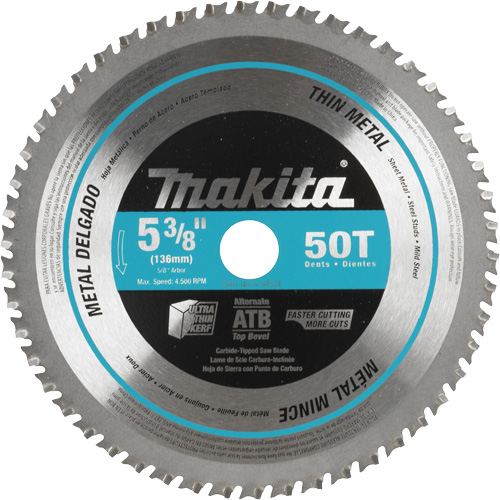 Carbide-Tipped Saw Blade, 5-3/8", 50 Teeth, Metal Use M & M Nord Ouest Inc