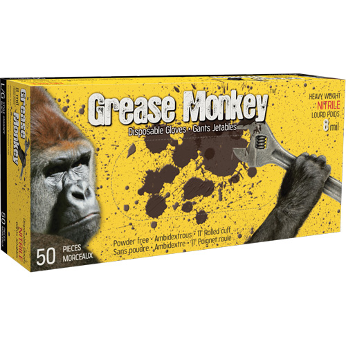 Grease Monkey&reg; Gloves, Large, Nitrile, 8-mil, Powder-Free, Black M & M Nord Ouest Inc
