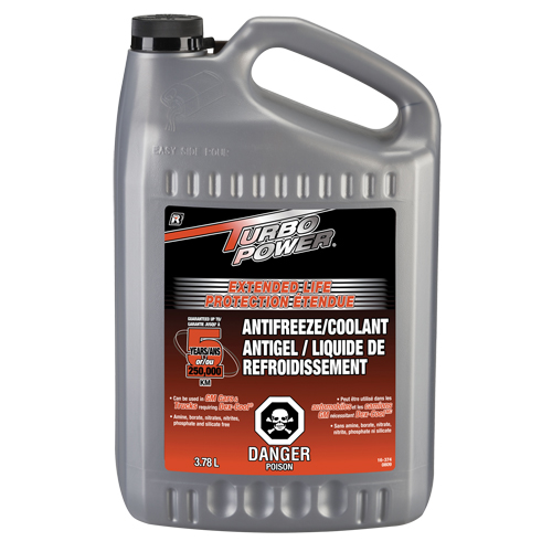 Antigel/liquide de refroidissement concentr&eacute; pour dur&eacute;e de vie prolong&eacute;e Turbo Power, 3,78 L, Gallon M & M Nord Ouest Inc