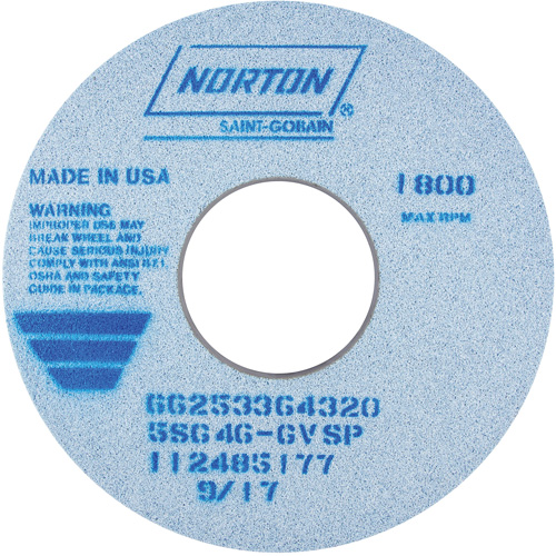 Meule vitrifi&eacute;e, type 01, C&eacute;ramique d'alumine, 14" x 1-1/2" M & M Nord Ouest Inc