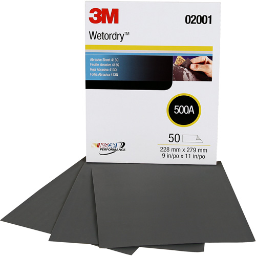 Feuille abrasive 411Q Wetordry, 9" x11", Grain 500, Carbure de silicium M & M Nord Ouest Inc