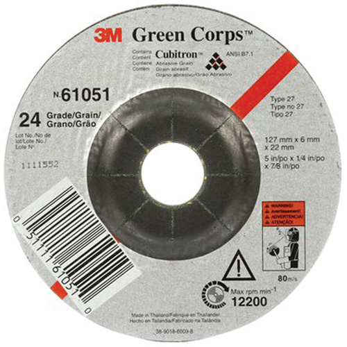 Meule flexible Green Corps, 5" x 1/4", Arbre 7/8", C&eacute;ramique, Type 1 M & M Nord Ouest Inc