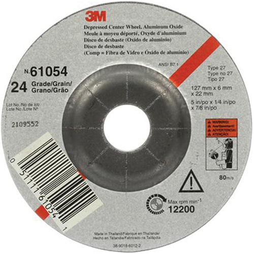Depressed Centre Grinding Wheel, 5" x 27, Aluminum Oxide M & M Nord Ouest Inc