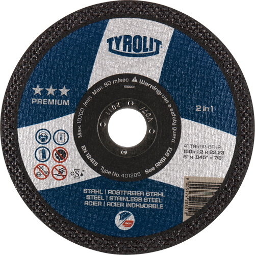 Premium 2 In 1 Thincut Cut-Off Wheel, 7" x 1/16", 7/8" Arbor, Type 1, Aluminum Oxide, 8600 RPM M & M Nord Ouest Inc