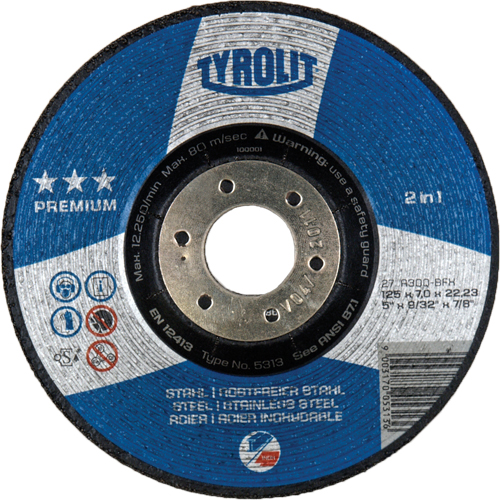 Premium 2-in-1 Grinding Wheel, 4-1/2" x 9/32", 7/8" Arbor, Type 27 M & M Nord Ouest Inc