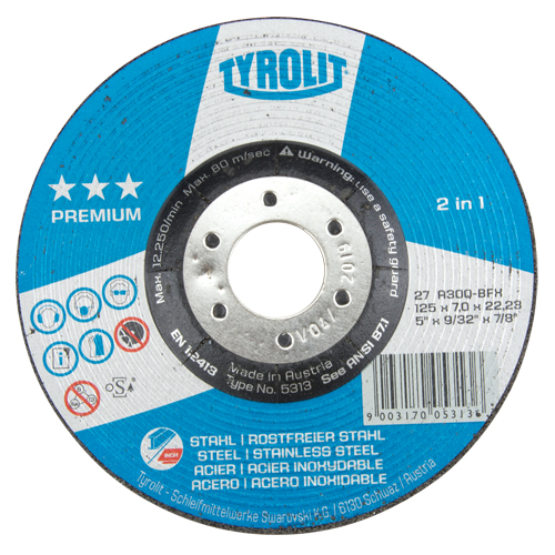 Meule 2-en-1 de premi&egrave;re qualit&eacute;, 5" x 9/32", Arbre 7/8", Type 27 M & M Nord Ouest Inc