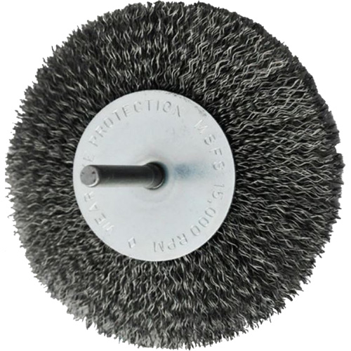 Brosses mont&eacute;es &agrave; fils cr&ecirc;p&eacute;s circulaires, 4", Fils 0,008", Tige 1/4" M & M Nord Ouest Inc