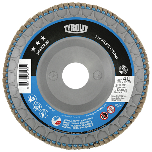 Disque &agrave; lamelles C-Trim robuste, 7" x 7/8", Type 29, Grain 40, Zirconium M & M Nord Ouest Inc
