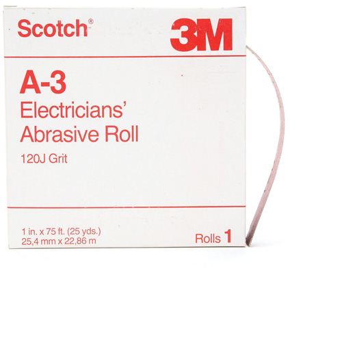 Scotch&reg; A-3 Electrician's Abrasive Roll, Aluminum Oxide, 1" W x 75' L, 120 Grit M & M Nord Ouest Inc