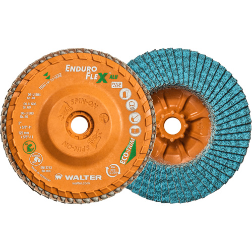 Enduro-Flex Alu Spin-On Flap Disc, 5" x 5/8"-11, Type 27, 40 Grit, Zirconia Alumina M & M Nord Ouest Inc