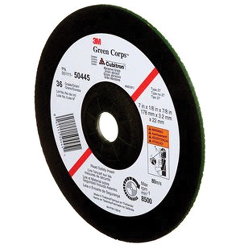 Green Corps Depressed Centre Wheel, 7" x 1/8", 7/8" Arbor, Ceramic, Type 27 M & M Nord Ouest Inc
