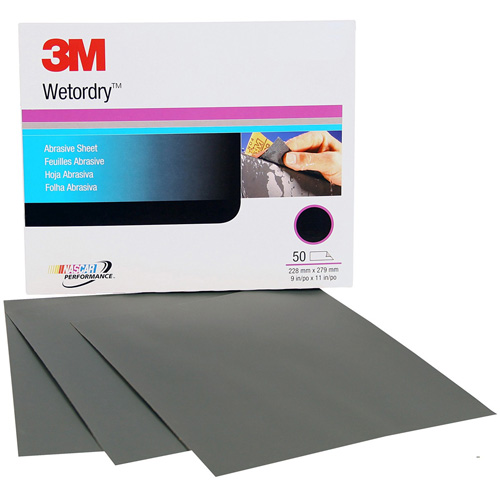 Feuille abrasive Wetordry, 9" x 11", Grain P220, Oxyde d'aluminium M & M Nord Ouest Inc