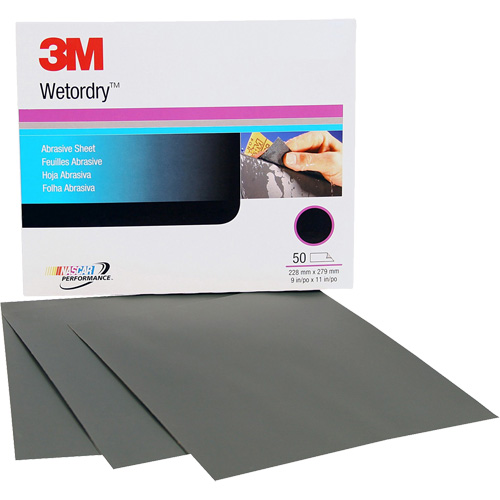 Feuille abrasive Wetordry, 9" x 11", Grain P500, Oxyde d'aluminium M & M Nord Ouest Inc