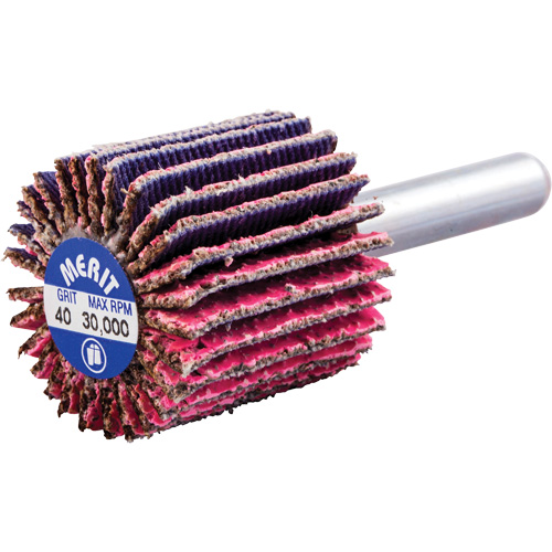 Mini-meule &agrave; lamelles mont&eacute;e sur tige, C&eacute;ramique d'alumine, Grain 40, 1" x 1" x 1/4" M & M Nord Ouest Inc