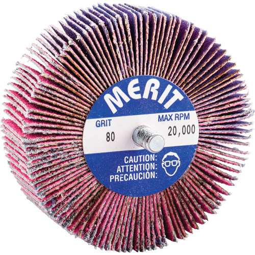 Threaded Mini Flap Wheel, Ceramic Alumina, 80 Grit, 3" x 1" x 1/4"-20 M & M Nord Ouest Inc