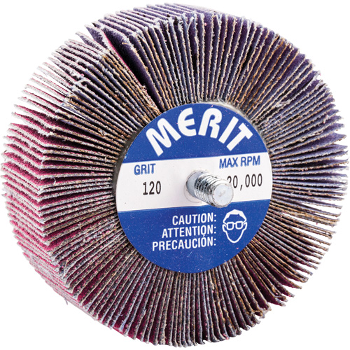Threaded Mini Flap Wheel, Ceramic Alumina, 120 Grit, 3" x 1" x 1/4"-20 M & M Nord Ouest Inc