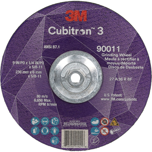 Cubitron 3 meule a moyeu d&eacute;port&eacute;, 9" x 0,25", Arbre 5/8"-11, C&eacute;ramique, Type T27 M & M Nord Ouest Inc