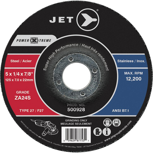 Power-Xtreme ZA24S Grinding Wheel, 4-1/2" x 1/4", 7/8" Arbor, Type 27 M & M Nord Ouest Inc