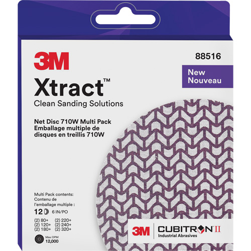 Xtract Cubitron II Net Disc 710W Multi Pack, 6" Dia., 80+/120+/240+/220+/320+/180+ Grit, Ceramic M & M Nord Ouest Inc