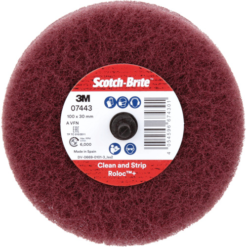 Roue de ponçage &agrave; usage g&eacute;n&eacute;ral Scotch-Brite Roloc Plus, 4" dia. M & M Nord Ouest Inc