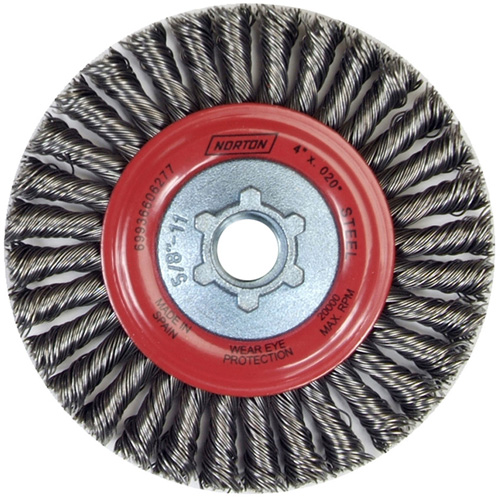 Stringer Bead Knot Wire Brush For Angle Grinders, 4" Dia., 0.02" Fill, 5/8"-11 Arbor, Steel M & M Nord Ouest Inc