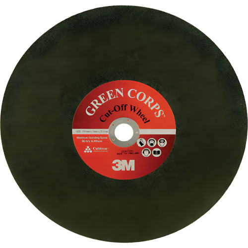 Green Corps Cut Off Wheel, 13-9/10" x 0.118", 1" Arbor, Ceramic, 20000 RPM M & M Nord Ouest Inc