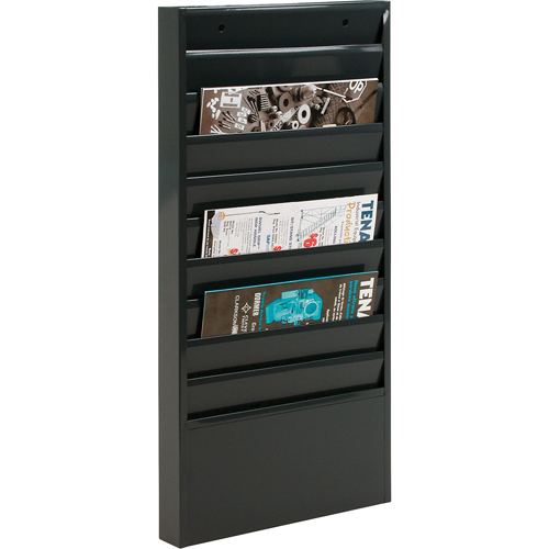 Literature Storage Racks, Stationary, 10 Slots, Steel, 13-1/8" W x 2" D x 26-1/4" H M & M Nord Ouest Inc