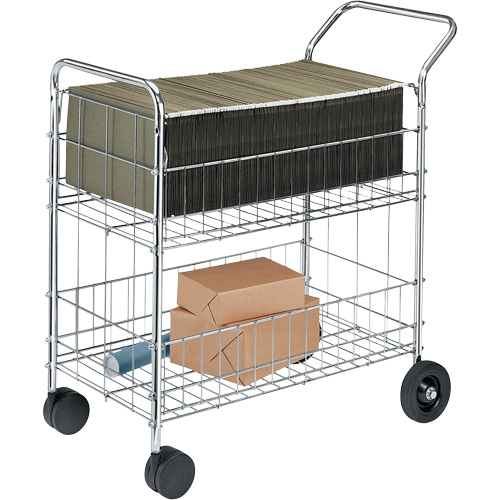 Chariots &agrave; courrier en fil m&eacute;tallique, 200 lb Capacit&eacute;, Chrome, 19" p x 30" la x 39-1/4" h, Chrom&eacute; M & M Nord Ouest Inc