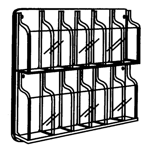 Literature Displays, Wall Mount, 9 Slots, Plastic, 30" W x 2" D x 36-7/8" H M & M Nord Ouest Inc
