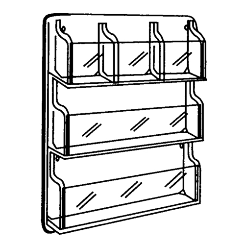 Literature Displays, Wall Mount, 9 Slots, Plastic, 30" W x 2" D x 36-7/8" H M & M Nord Ouest Inc
