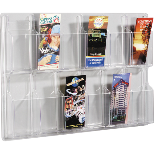 Literature Displays, Wall Mount, 12 Slots, Plastic, 30" W x 2" D x 20-3/8" H M & M Nord Ouest Inc